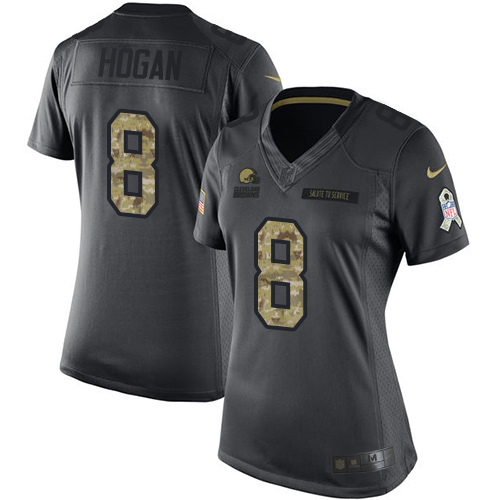 Women's Limited Kevin Hogan Nike Jersey Black - #8 2016 Salute to Service NFL Cleveland Browns